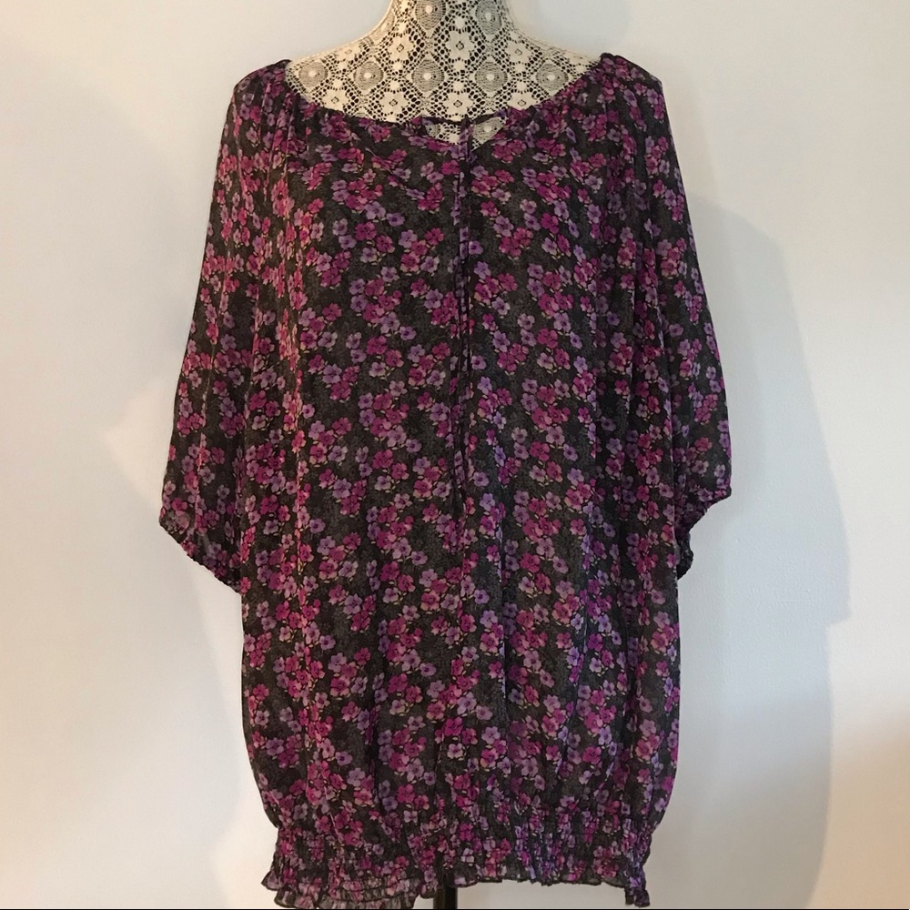 Lane Bryant Purple Floral Top